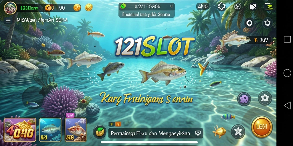 Tampilan gameplay seru dalam 1121SLOT saat menangkap ikan.