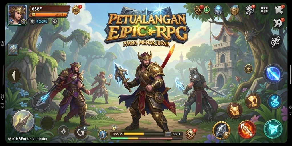 Screenshot 666F menunjukkan aksi pertarungan yang seru di simpanan RPG.