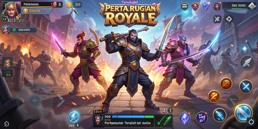 Tampilan gameplay mendebarkan dari pertempuran Battle Royale.