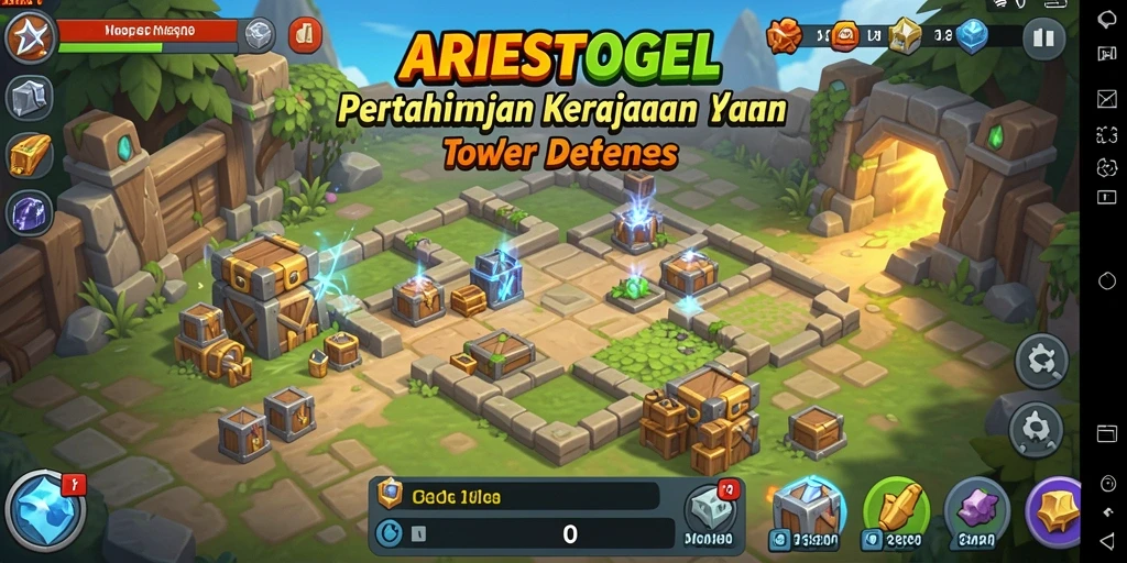 Tangkapan layar gameplay ARIESTOGEL yang menunjukkan pertahanan yang kuat.