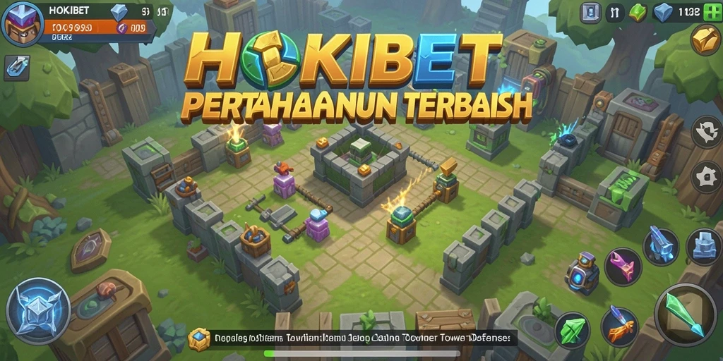 Tampilan gameplay seru HOKIBET dalam Tower Defense.