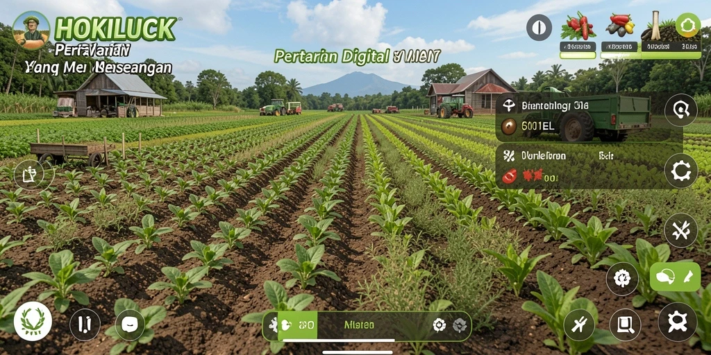 Screenshot gameplay HOKILUCK dengan suasana ladang yang indah.
