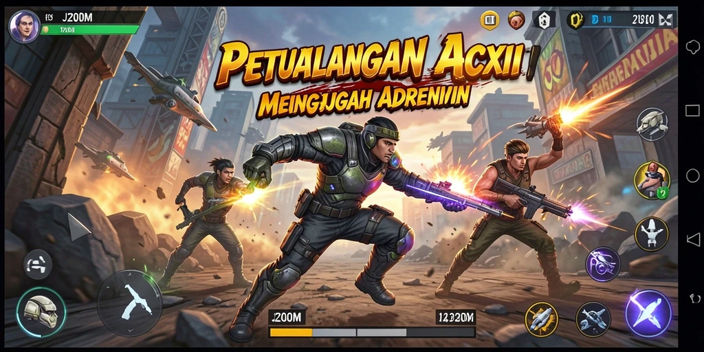 Screenshot penuh aksi dari gameplay J200M yang memukau.