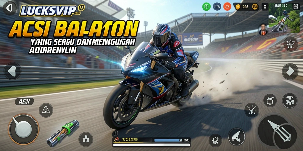 Gameplay LUCKSVIP yang menegangkan dan seru saat balapan motor.