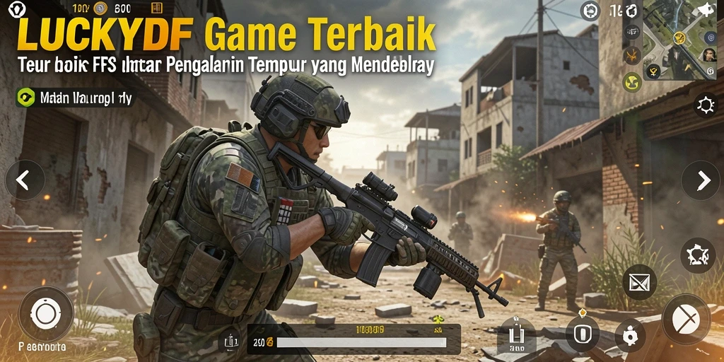 Tampilan gameplay LUCKYDF yang mendebarkan dalam pertempuran FPS.