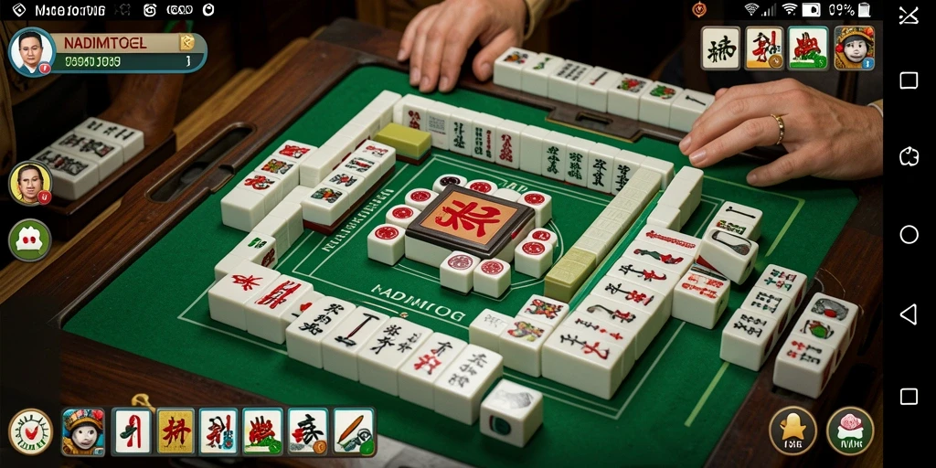 Tampilan screenshot dari gameplay seru NADIMTOGEL yang penuh strategi Mahjong.