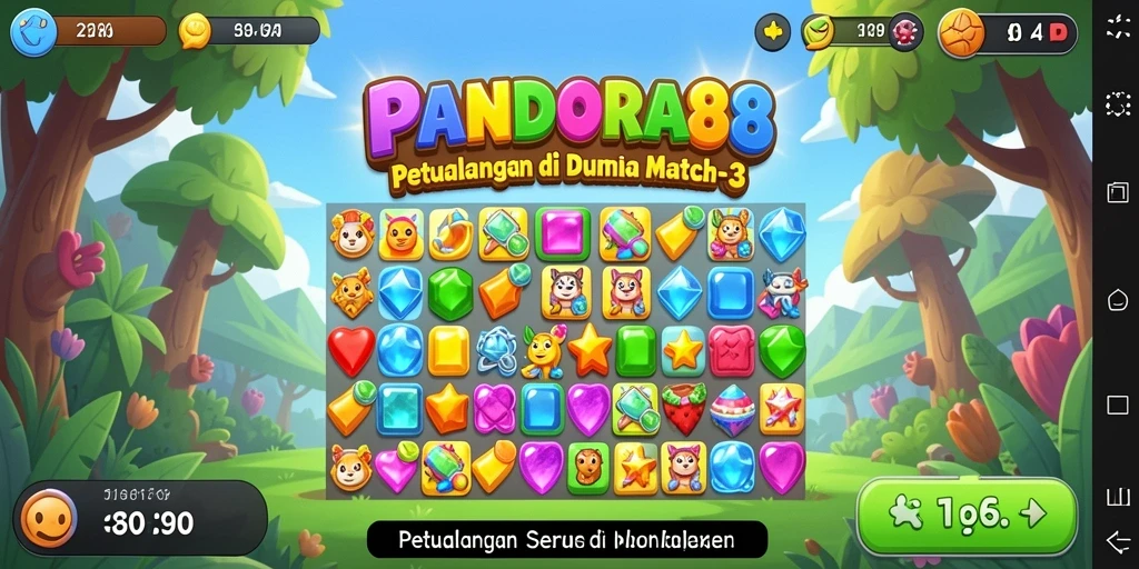 Screenshot PANDORA88 menampilkan aksi seru dalam permainan Match-3.