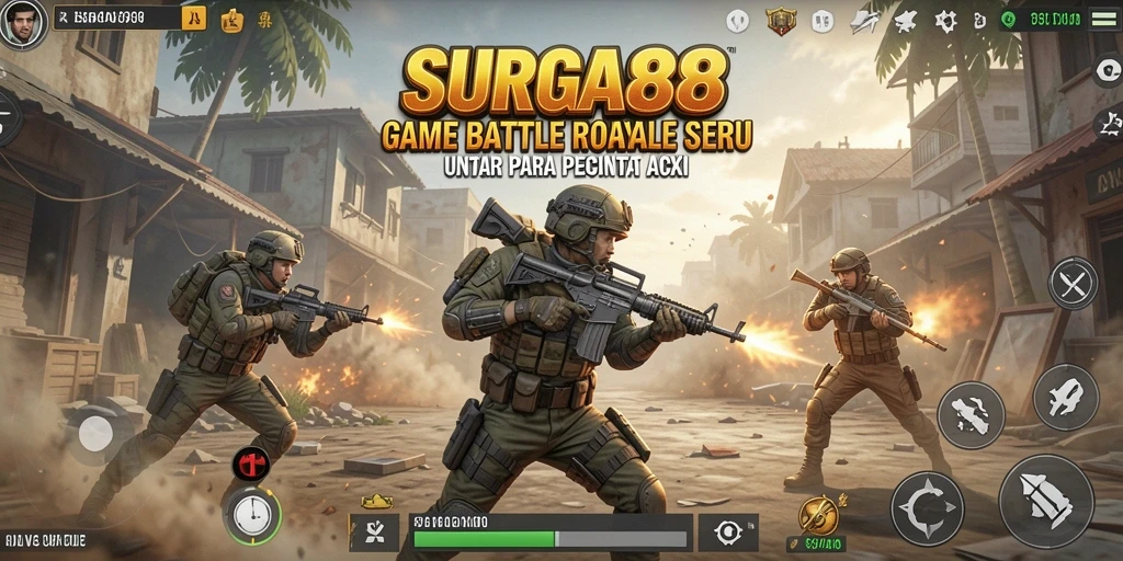 Gameplay seru dan menegangkan dalam SURGA88 Battle Royale.