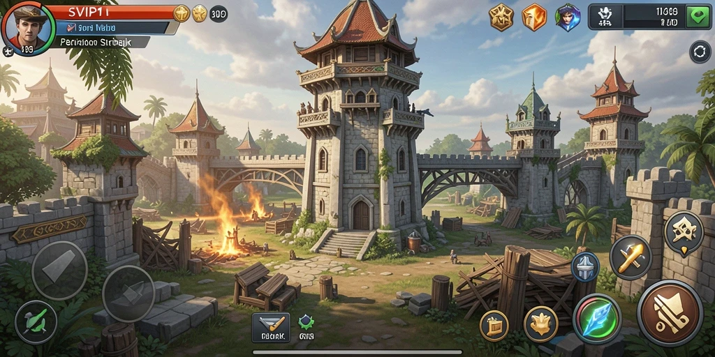 Tampilan gameplay menara pertahanan yang seru dan menantang di SVIP1.