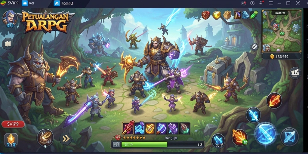 Tampilan menakjubkan dari pertempuran dalam gameplay RPG.
