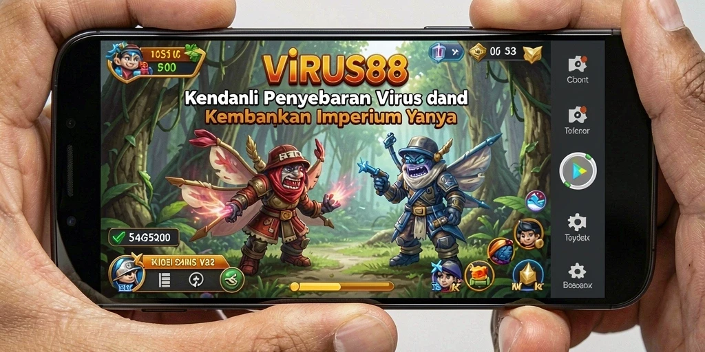 Tangkapan layar utama VIRUS88 menampilkan keseruan dalam mengelola penyebaran virus.